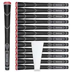 Geoleap rubber golf grip with thumb pattern providing precise feedback during swings.