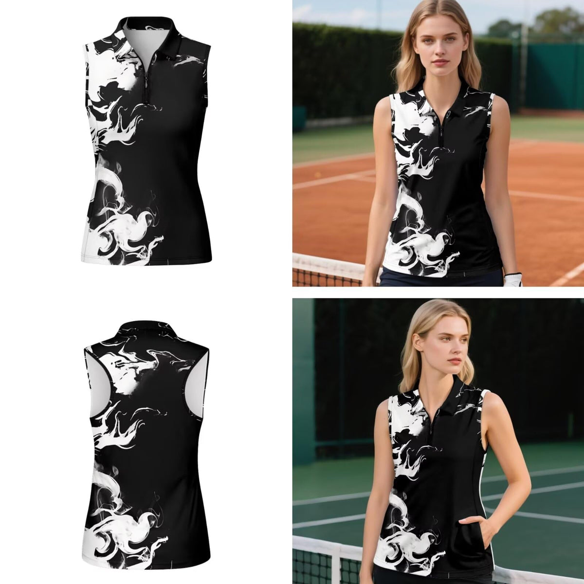 GETELINSENG golf shirt with short sleeves and front zip for easy wear.