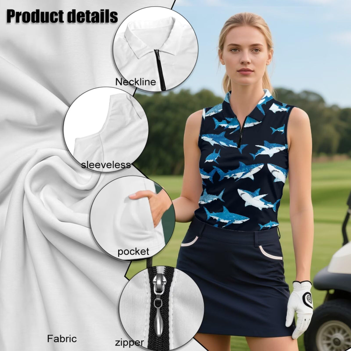 GETELINSENG Womens polo pocket detail adds small-item practicality