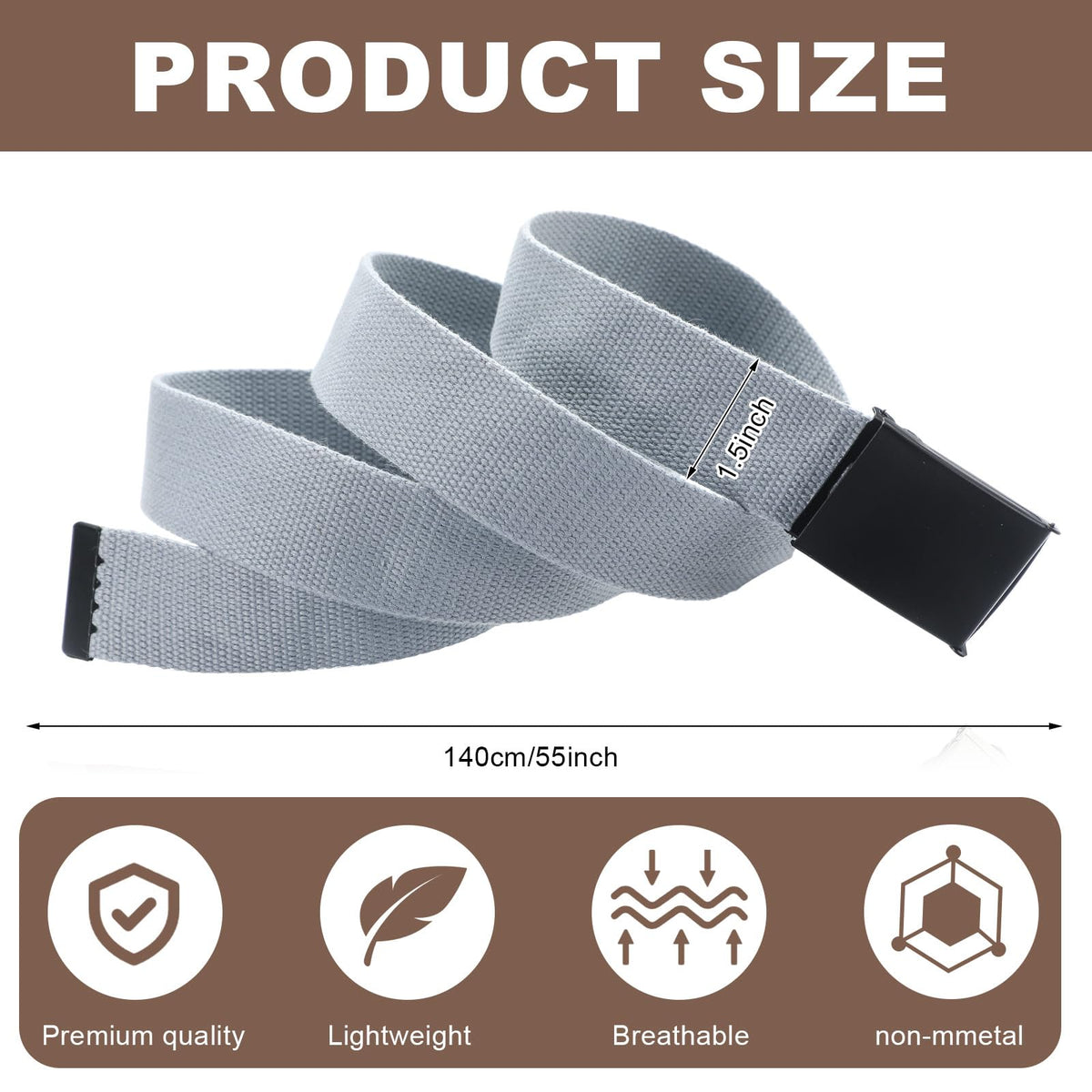 Geyoga nylon web belt close-up on buckle highlighting durable design.