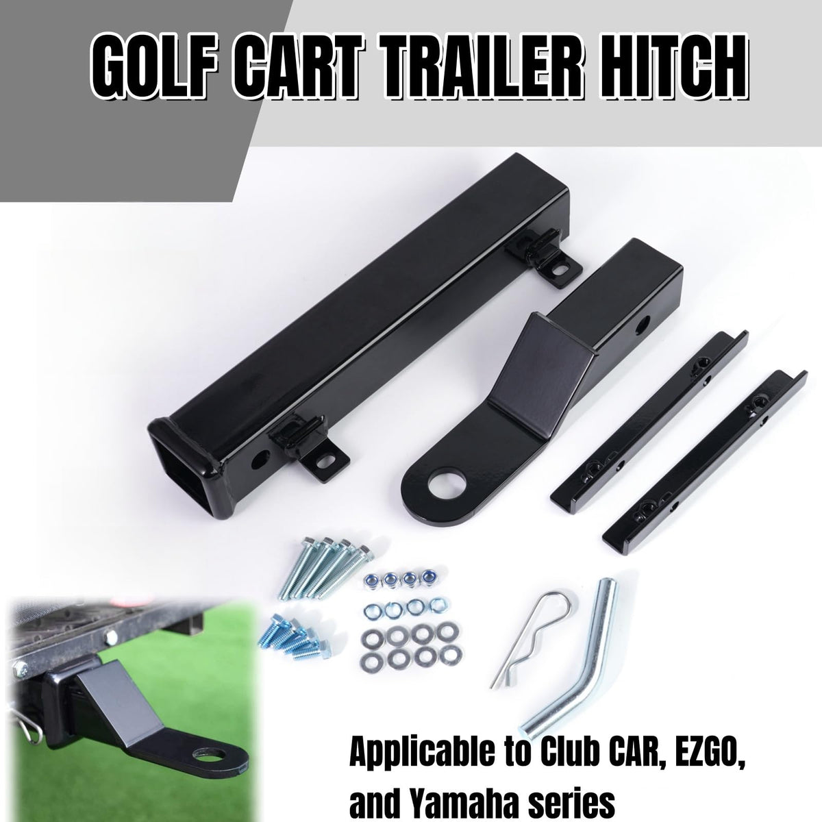 GFHUREB quick-install hardware simplifies mounting on Club Car, Ezgo, Yamaha.