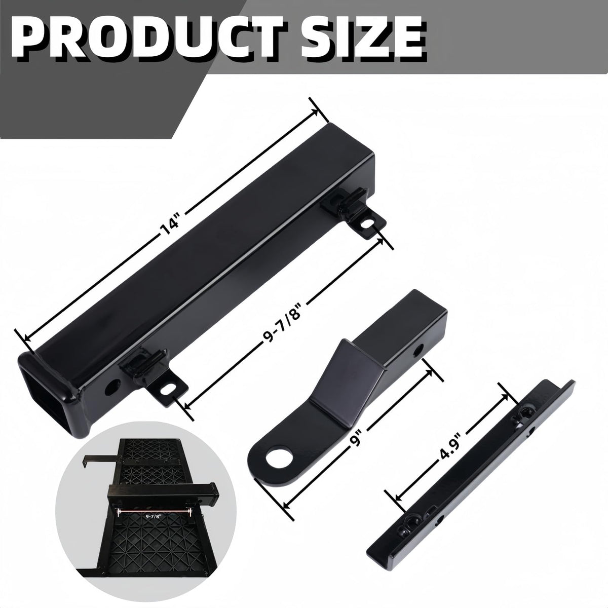 GFHUREB trailer hitch kit installed under rear step board for easy upgrade.