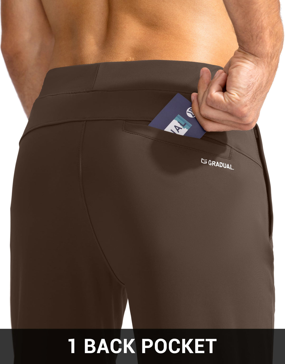 Brown colorway of G Gradual joggers pairs with casual sportswear for a polished look.