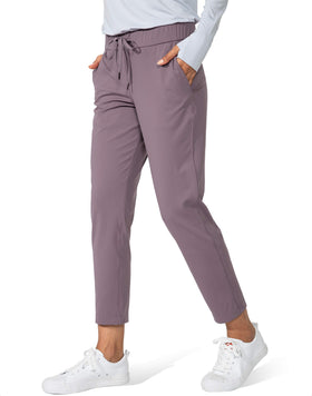 G Gradual dusty purple pants with deep pockets for phones and keys during workouts.
