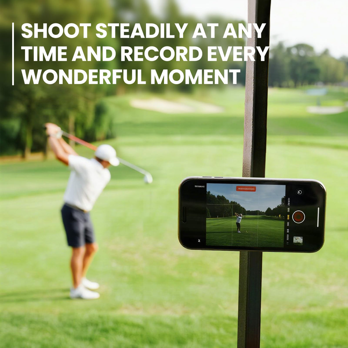 GGV golf cart phone holder offers camera clearance and accessible buttons.
