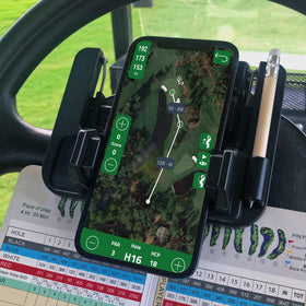 giantgrown golf cart phone holder front view with secure clamp for busy rides