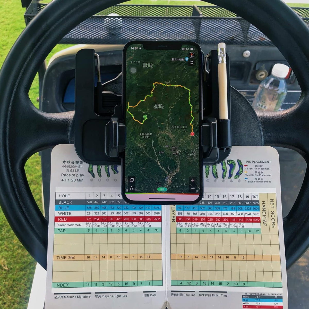 giantgrown golf cart phone holder side clamp highlights sturdy grip during sharp turns