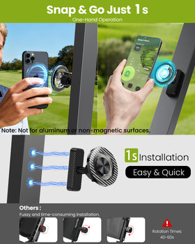 GiantHope golf cart phone holder showing 360-degree rotation for optimal viewing.