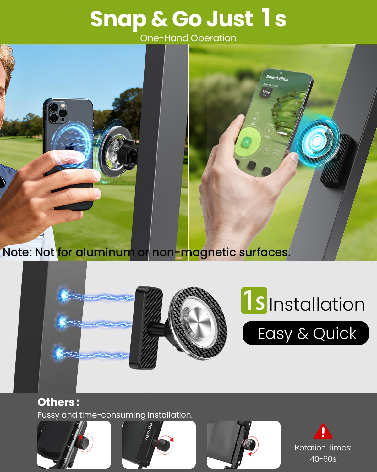 GiantHope golf cart phone mount displaying 360-degree rotation for optimal viewing