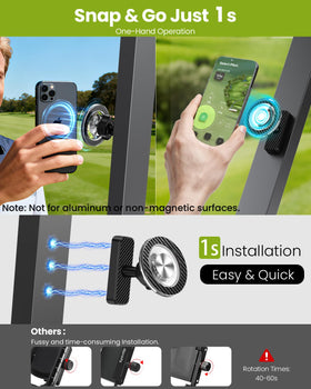 GiantHope golf cart phone mount displaying 360-degree rotation for optimal viewing