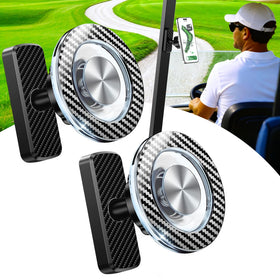 GiantHope magnetic golf cart phone holder on cart demonstrates hands-free GPS use.