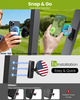 GiantHope golf cart phone holder demonstrates 360-degree rotation for versatile viewing angles.