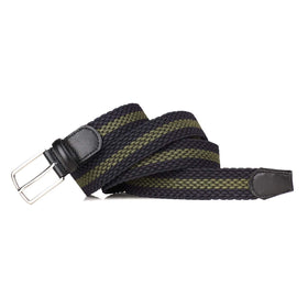 Giantsize big-and-tall model wearing braided belt for versatile sizing