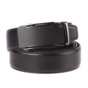 Giantsize big-tall ratchet belt strap in black suitable for dress or casual wear.