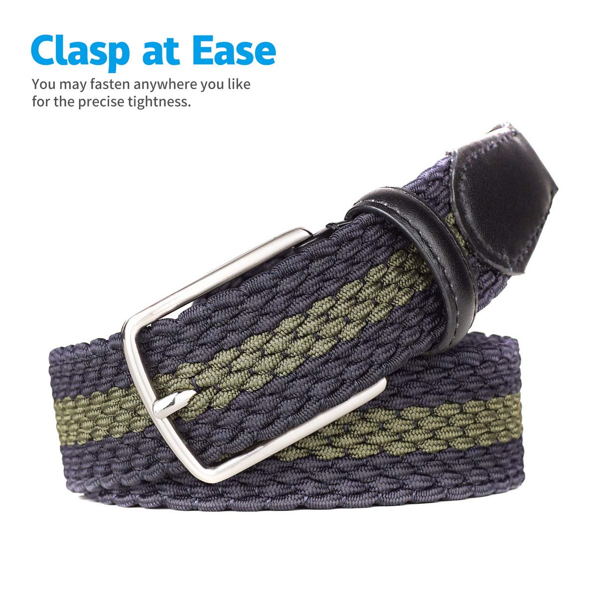 Giantsize braided belt 1-38 inch wide showing generous stretch for easy wear