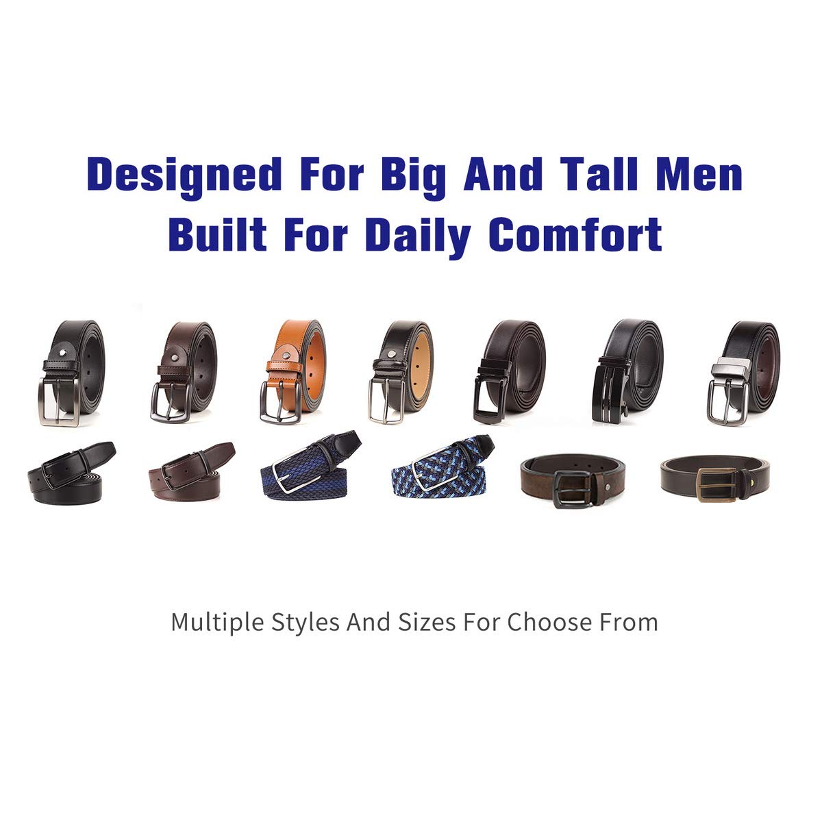 Giantsize elastic braided belt for big-tall men, versatile comfort.