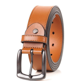 Giantsize extra long belt in tan, front view showing fit for big and tall wearers.