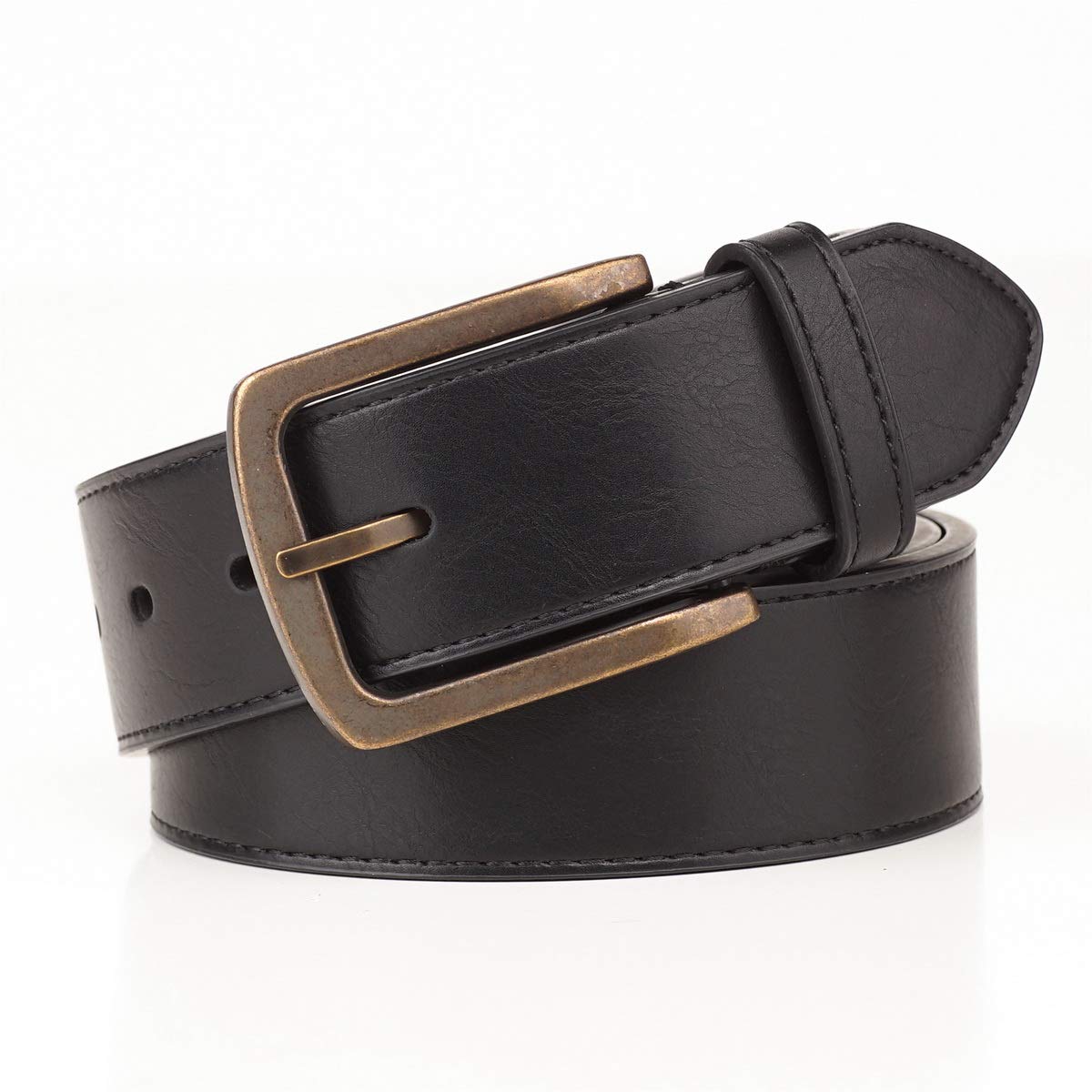 Giantsize belt black buckle closeup showing sturdy, scratch-resistant finish