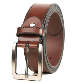 Giantsize extra long brown belt close-up buckle for a comfortable, secure fit.