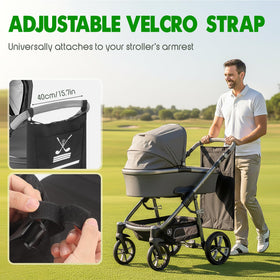 GIASSVIO golf club holder for stroller securely mounts on handles for quick access.