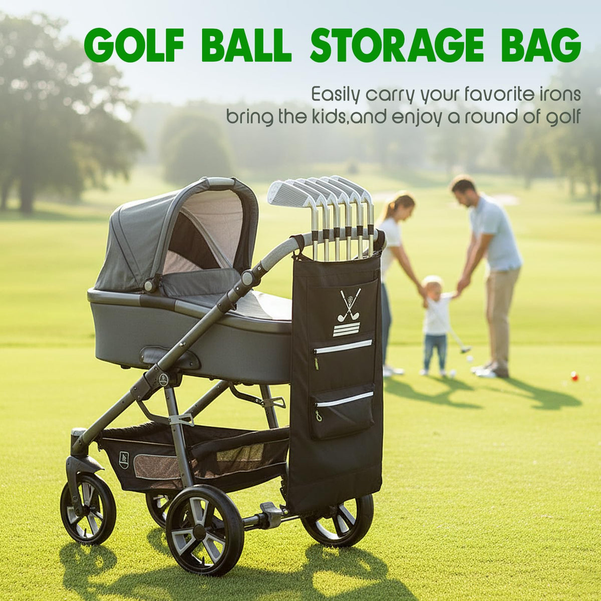 GIASSVIO stroller golf bag with putter slot keeps clubs organized during rides.