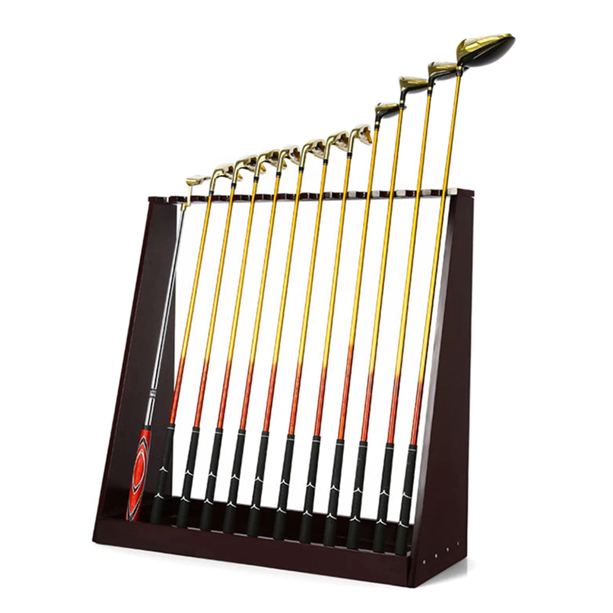 Gibokito indoor display rack keeps clubs organized in small spaces.