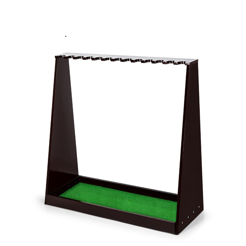Gibokito wooden golf putter stand shows real wood craftsmanship for tidy golf gear.