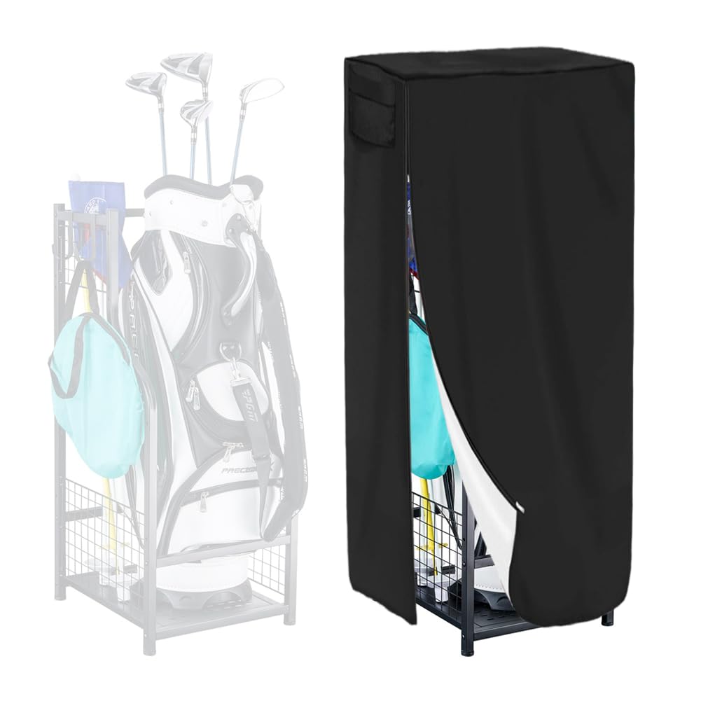 Gicov golf bag storage cover shows waterproof fabric protecting gear from rain