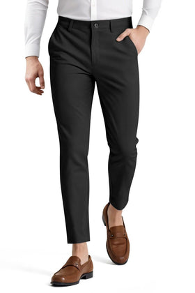 GINGTTO men's skinny dress pants front view shows a sleek office-ready silhouette.