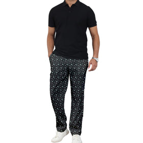 Giromo Black Golf Pants fabric texture close-up highlights breathable polyester.