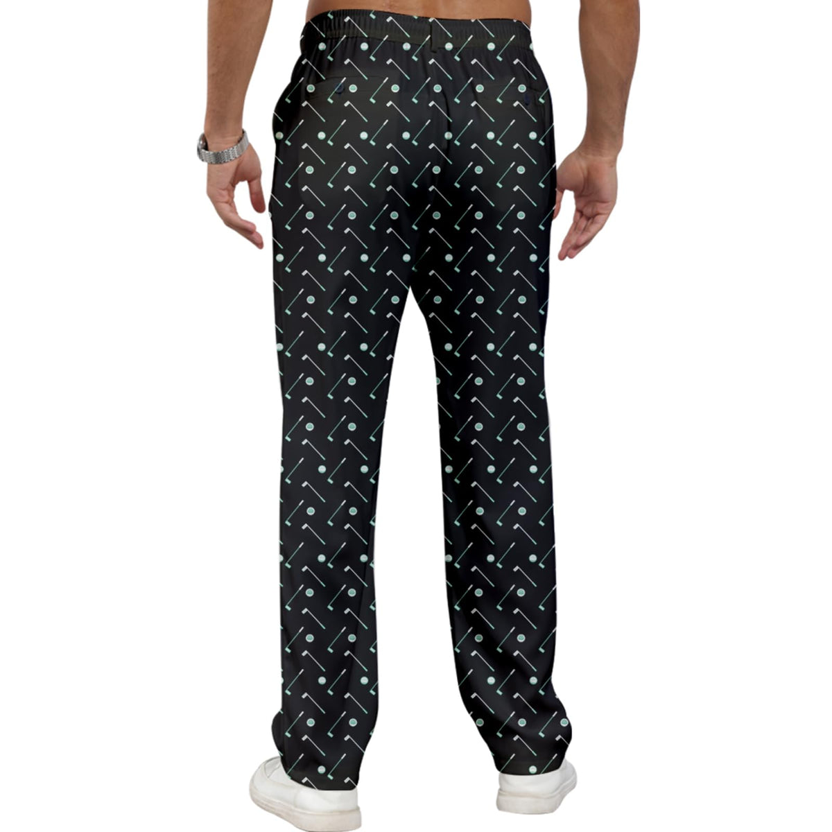 Giromo Black Golf Pants pocket detail for secure on-course storage.