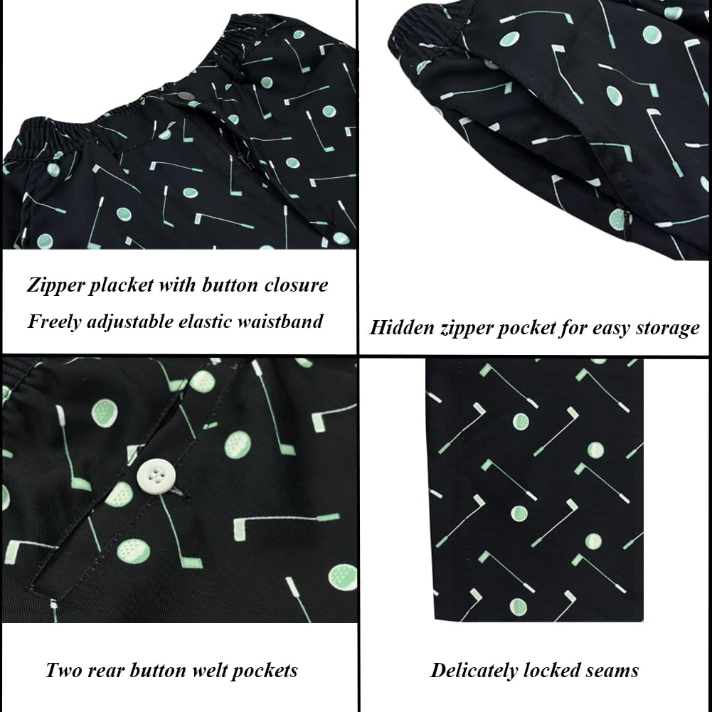 Giromo Black Golf Pants stretch waistband offers comfortable fit.