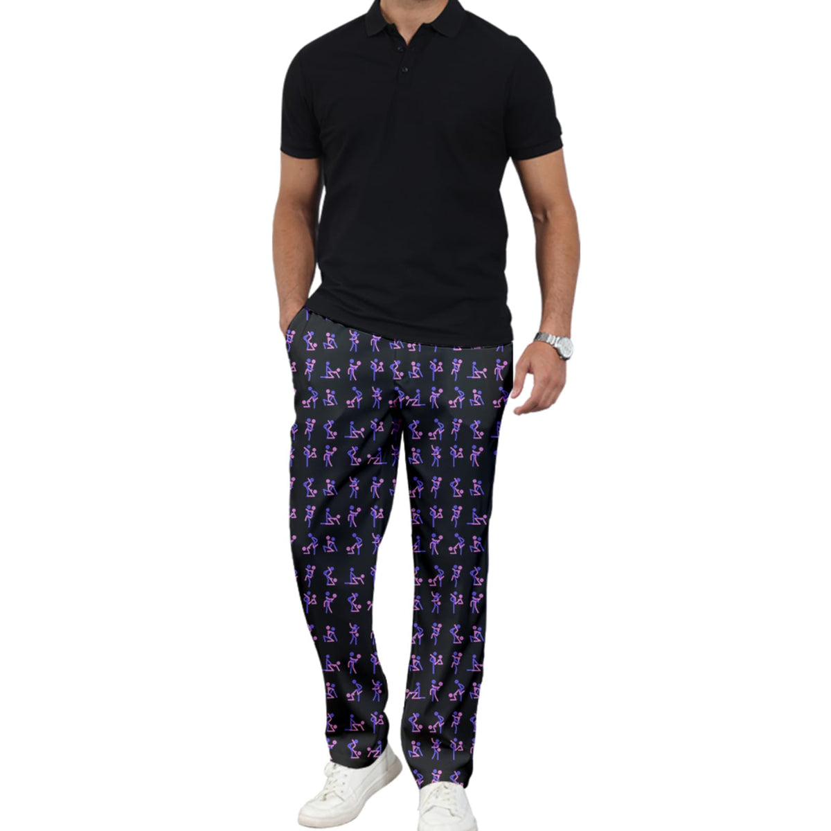 Giromo men's golf lightweight pants fabric closeup reveals soft, flexible polyester weave.