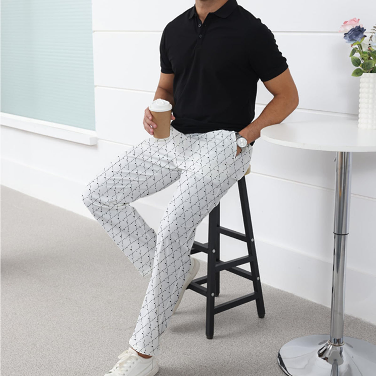 Giromo men's golf pants reinforced front pockets for secure course storage.