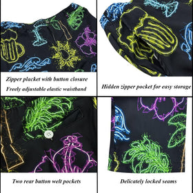 Giromo Neon golf pants back pockets with buttons provide reliable storage