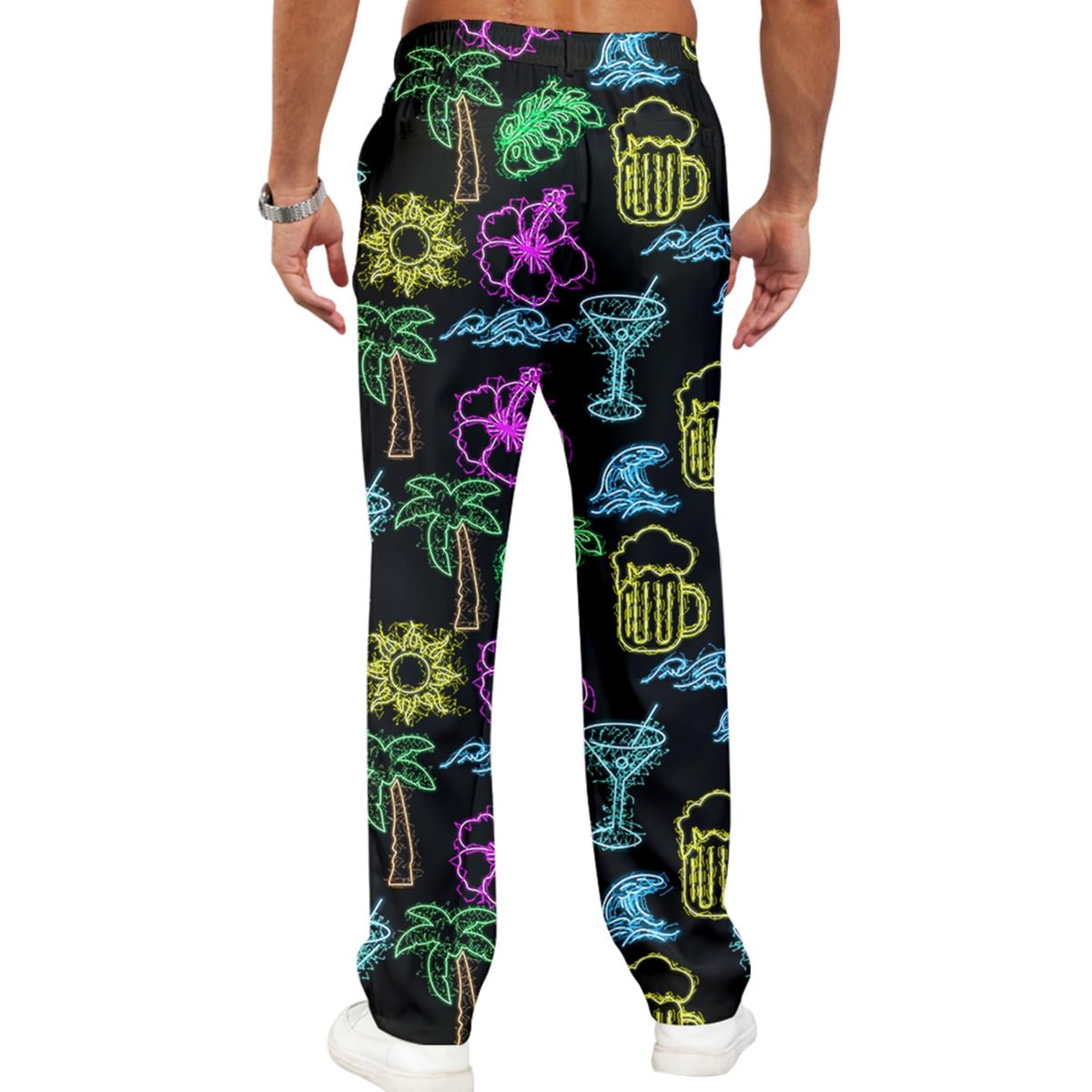 Giromo Tropical Flowers Neon fabric texture highlights breathable, lightweight comfort for workouts