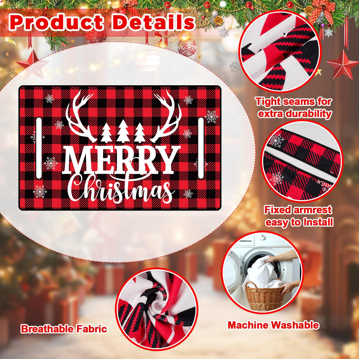 gisgfim 51x31 inch plaid seat covers simplify holiday setup.