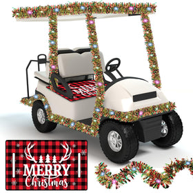 gisgfim Christmas Golf Cart Seat Cover in red and black plaid adds festive style to your cart