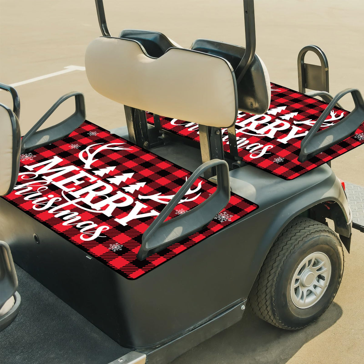 gisgfim Christmas plaid golf cart seat cover on two seats adds festive charm.