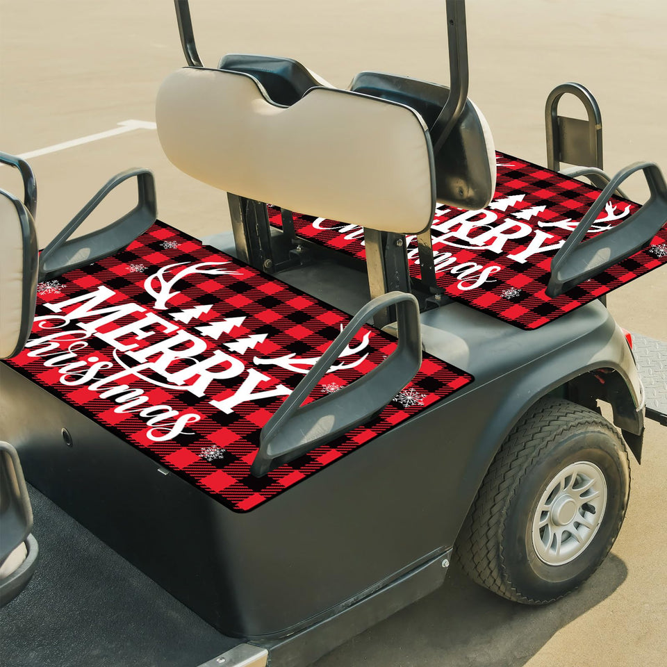 gisgfim Christmas plaid golf cart seat cover on two seats adds festive charm.