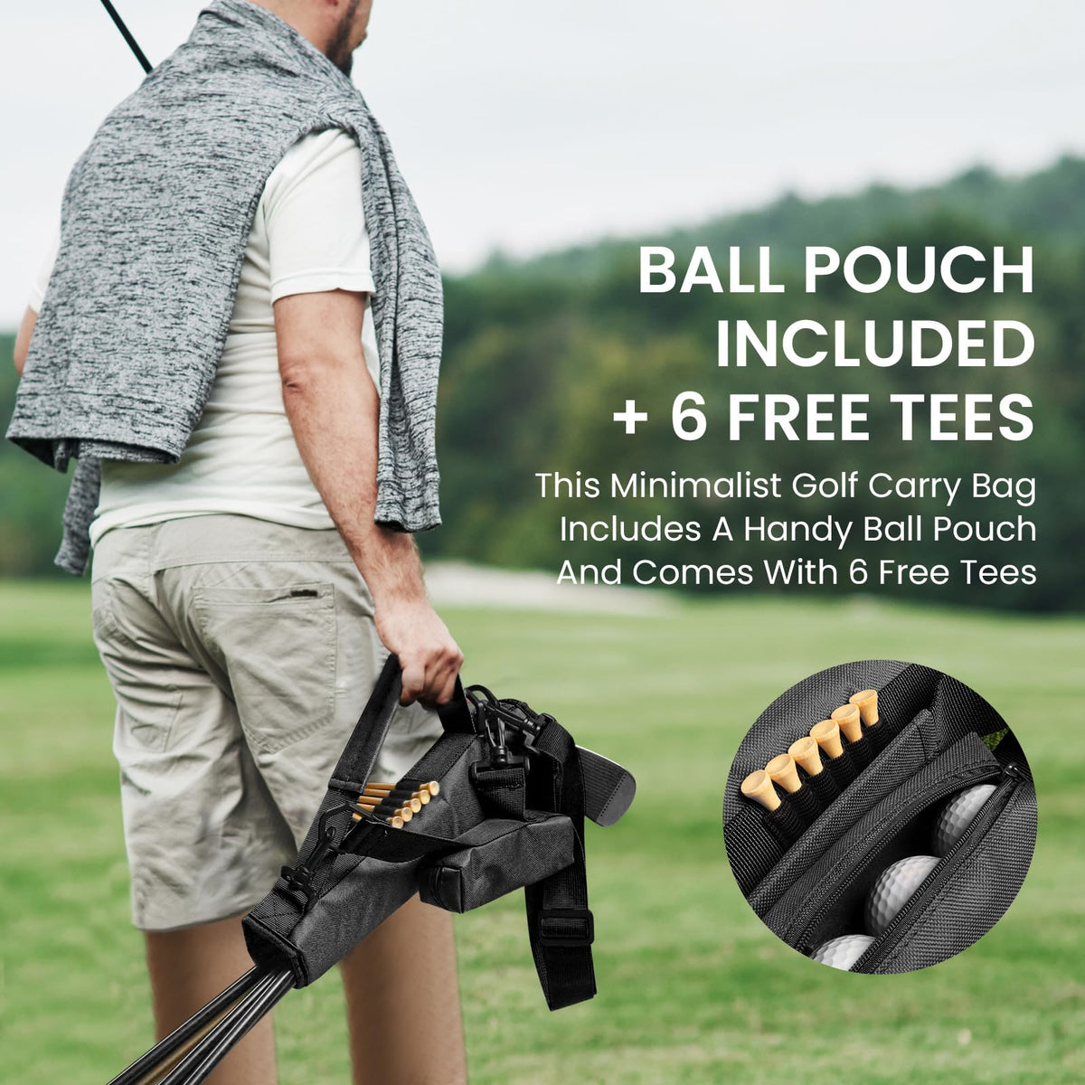 GKandi integrated ball pouch and tees simplify on-course practice
