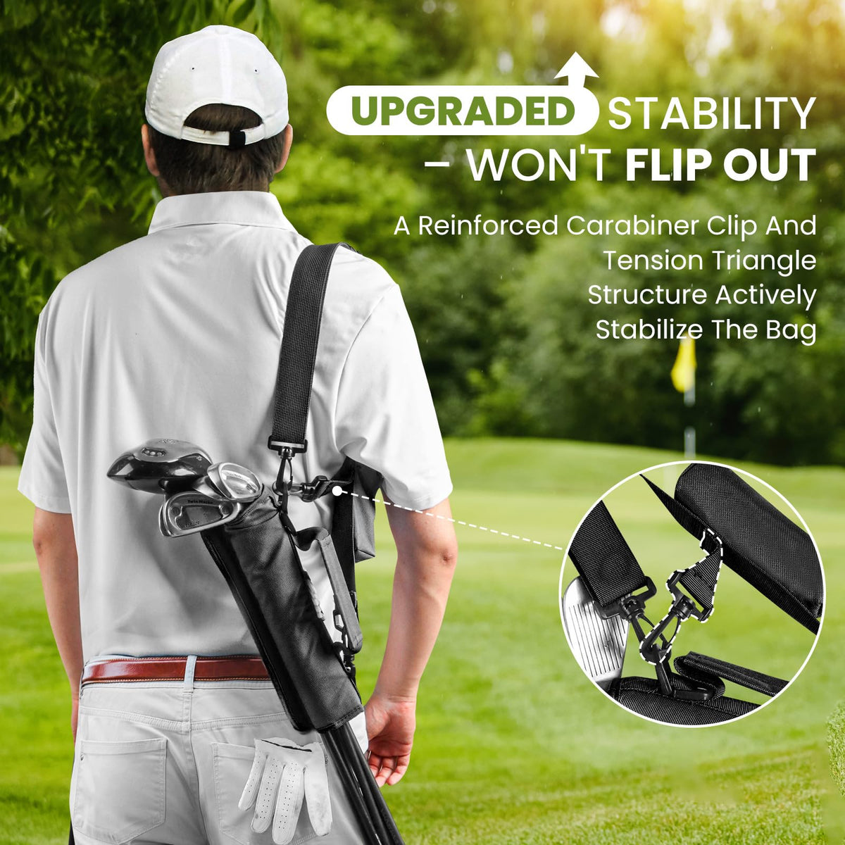 GKandi mini portable golf bag with ball pouch for quick access