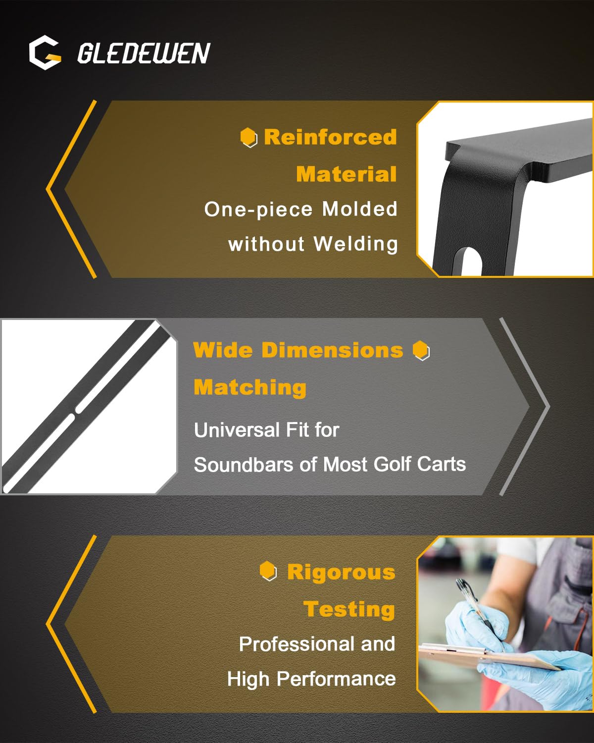 Gledewen 6.5mm steel construction boosts bracket durability