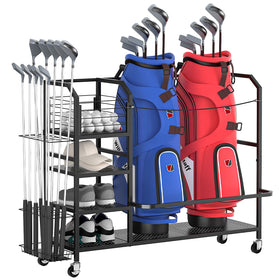 GloCryp golf bag storage unit assembly view shows sturdy frame for long term use