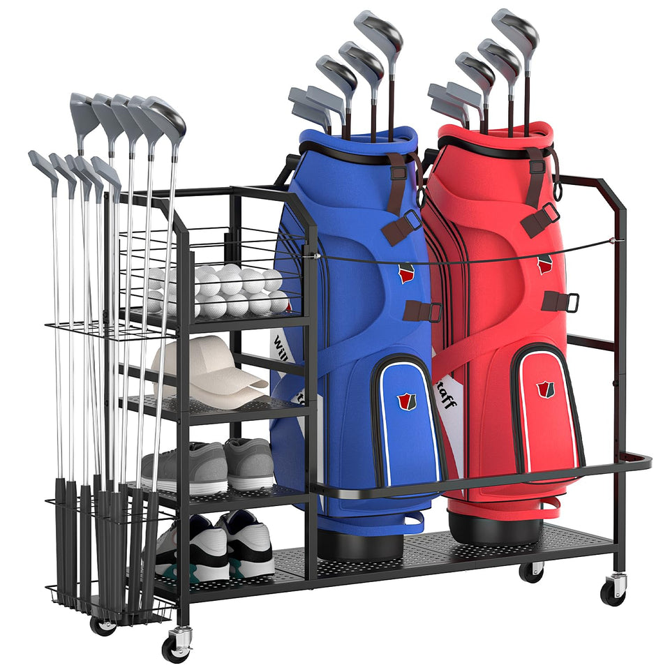 GloCryp golf bag storage unit assembly view shows sturdy frame for long term use