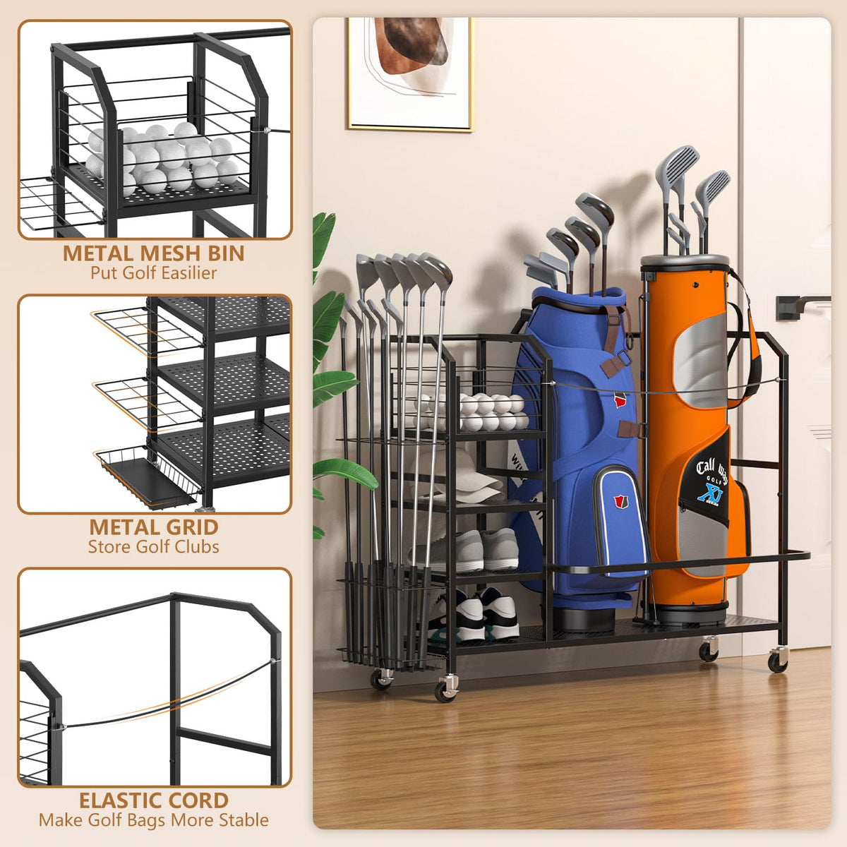 GloCryp ten-club stand helps quick access during practice