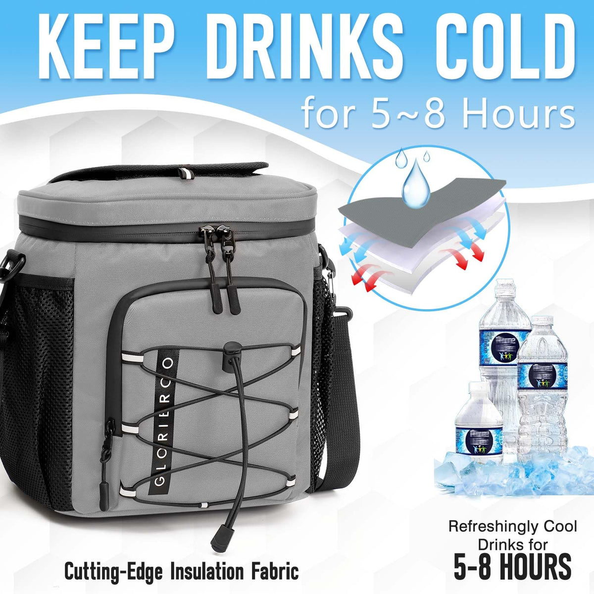 GLORIEROO cooler bag interior is leakproof with waterproof zipper