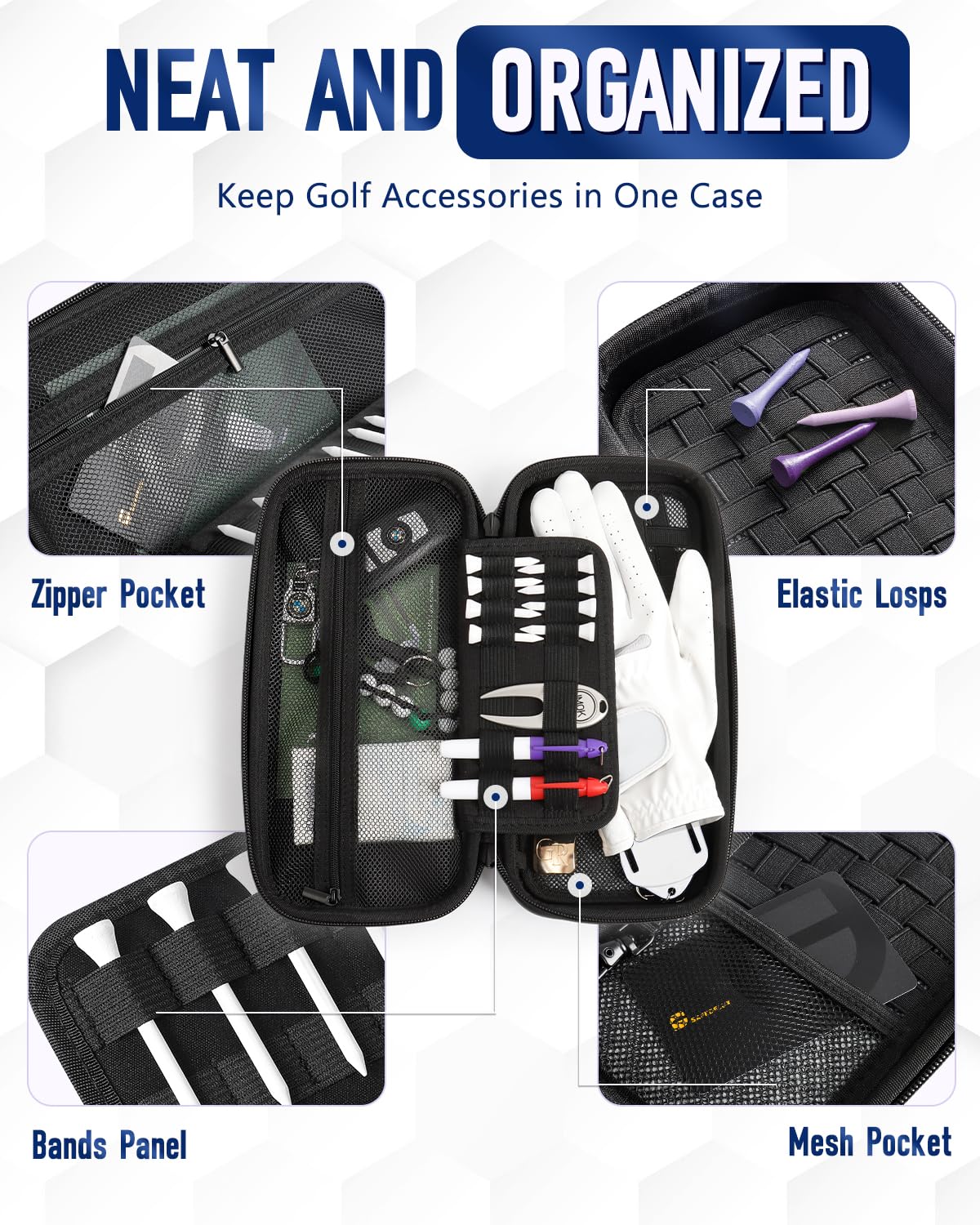 GLORIEROO golf glove holder with external phone pocket for quick access