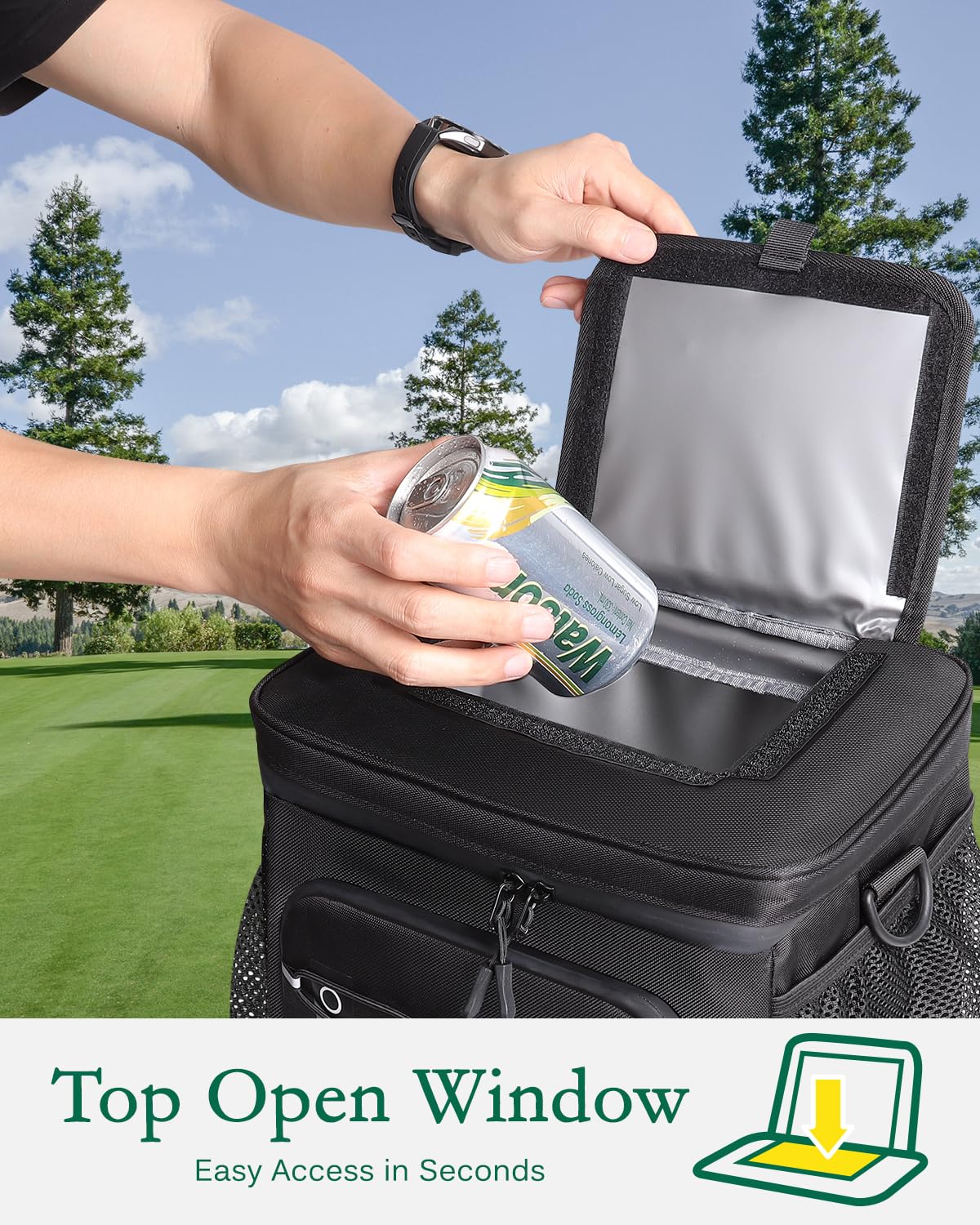 GLORIEROO golf cart cooler bag holds 30 cans for all-day golfing