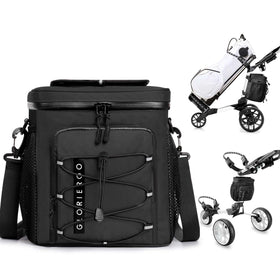 GLORIEROO golf cart cooler bag attached to a push cart for easy transport
